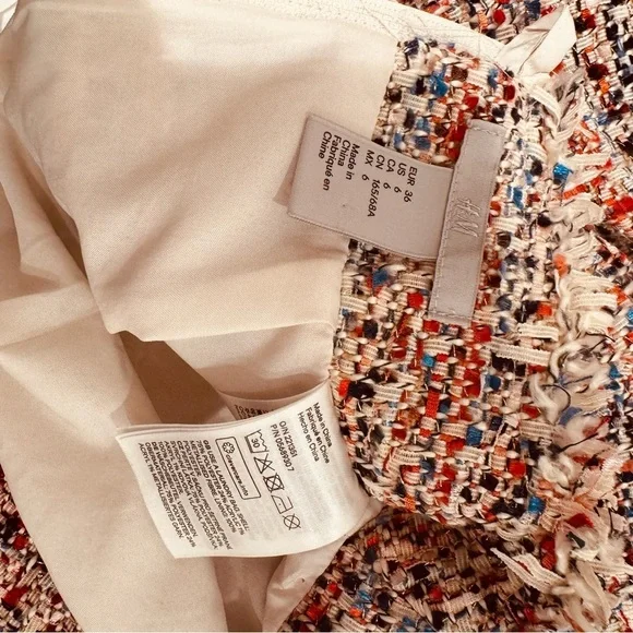 Multicoloured Lined Tweed Woven Wrap Midi Skirt US 6 - Picture 4 of 7